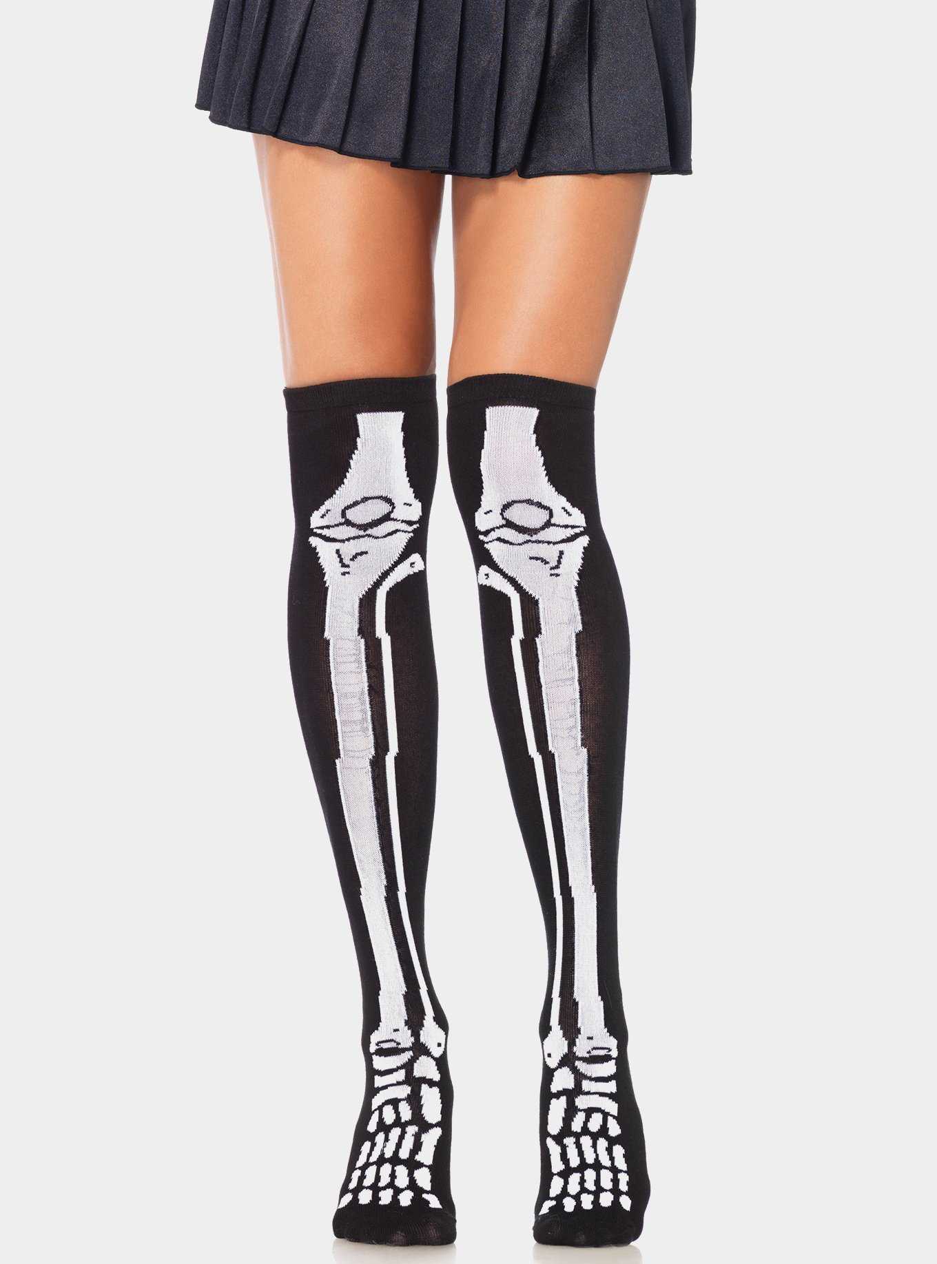 Acrylic Skeleton Over The Knee Socks, , hi-res