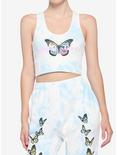 Baby Girl Butterfly Tie-Dye Girls Strappy Crop Tank Top, BLUE, hi-res