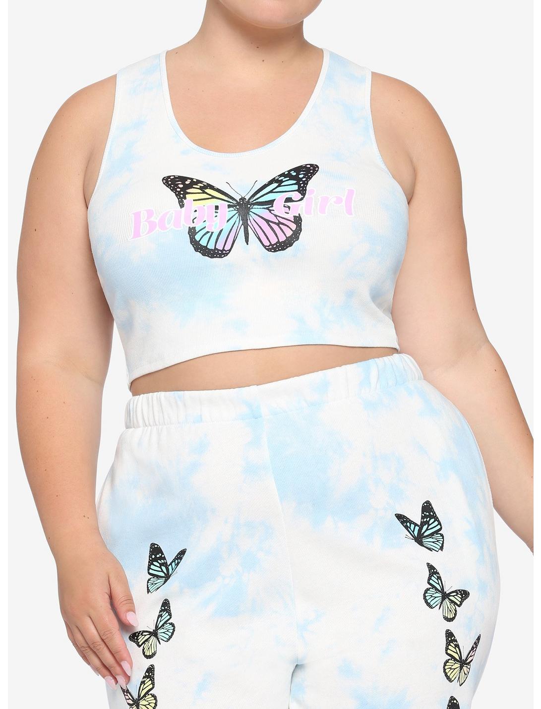 Baby Girl Butterfly Tie-Dye Girls Strappy Crop Tank Top Plus Size, BLUE, hi-res
