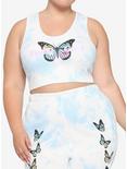 Baby Girl Butterfly Tie-Dye Girls Strappy Crop Tank Top Plus Size, BLUE, hi-res