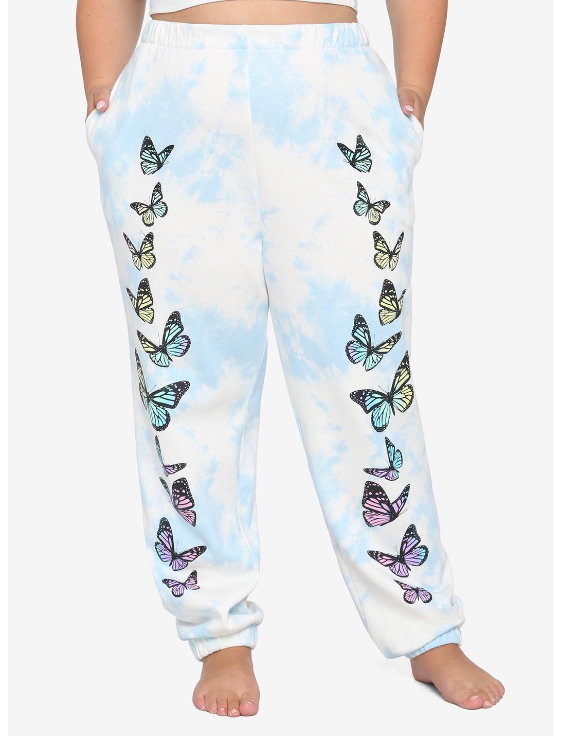 Butterfly Tie-Dye Girls Sweatpants Plus Size, BLUE, hi-res