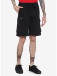Black Cargo Jogger Shorts, BLACK, hi-res