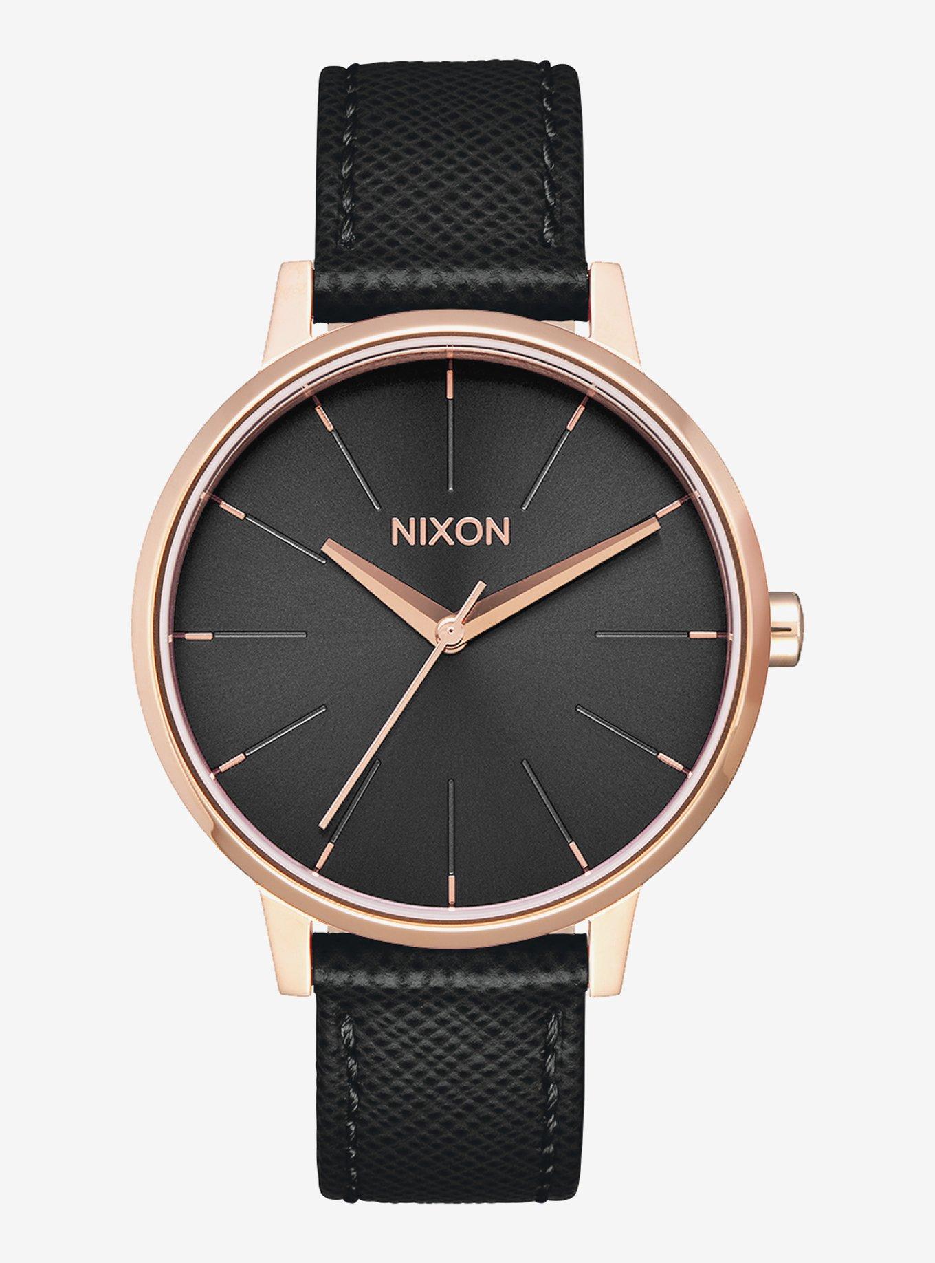 Nixon Kensington Leather Rose Gold Black Watch, , hi-res