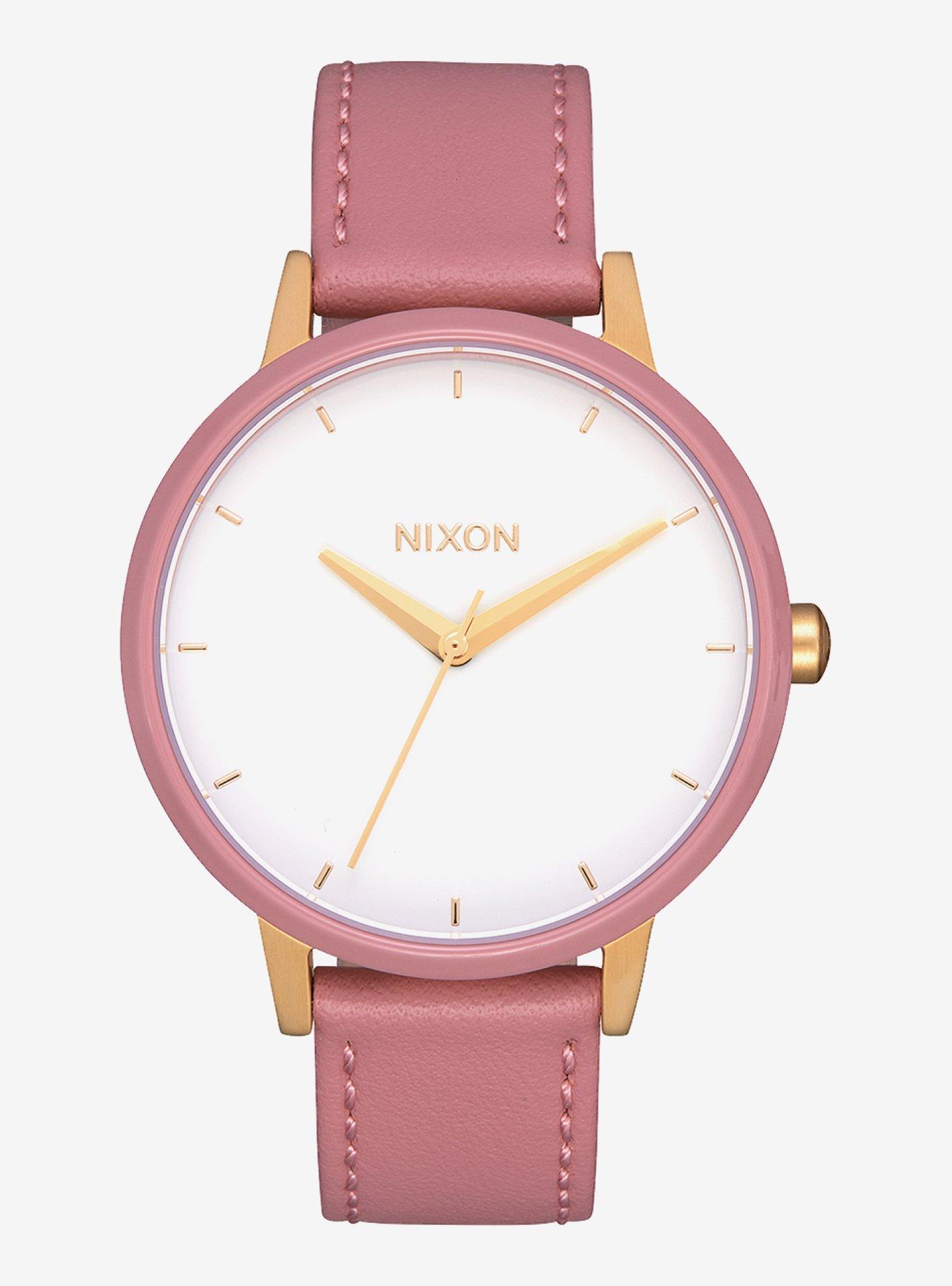 Nixon Kensington Leather Gold White Pink Watch, , hi-res