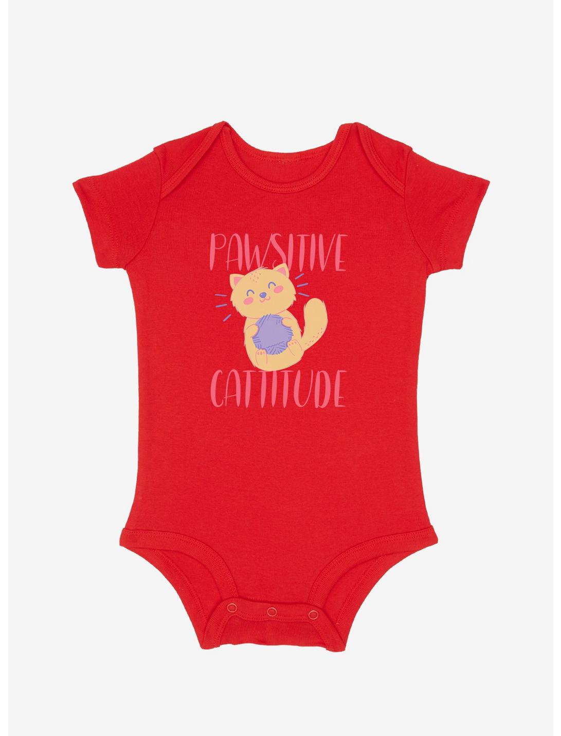 Pawsitive Catitude Infant Bodysuit, RED, hi-res
