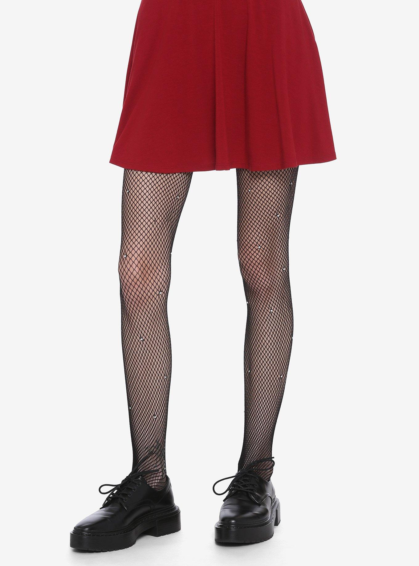 Rhinestone Black Fishnet Tights