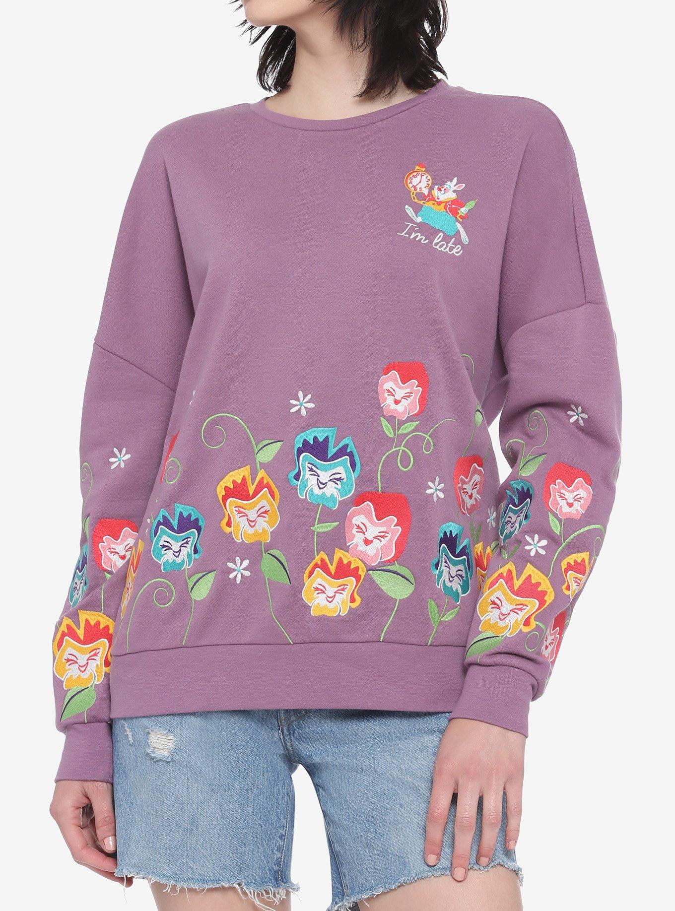 Her Universe Disney Alice In Wonderland I m Late Flower Sweatshirt Her Universe