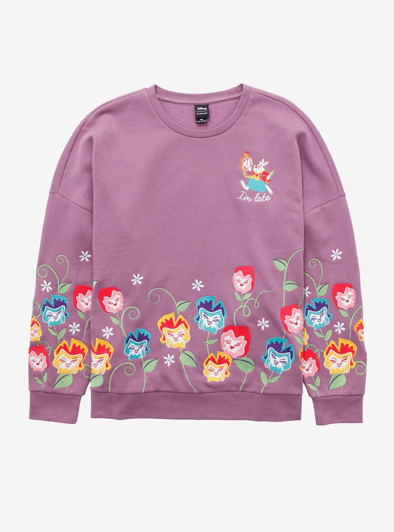 Our Universe Disney Alice In Wonderland I'm Late Flower Sweatshirt Plus Size, MULTI, hi-res