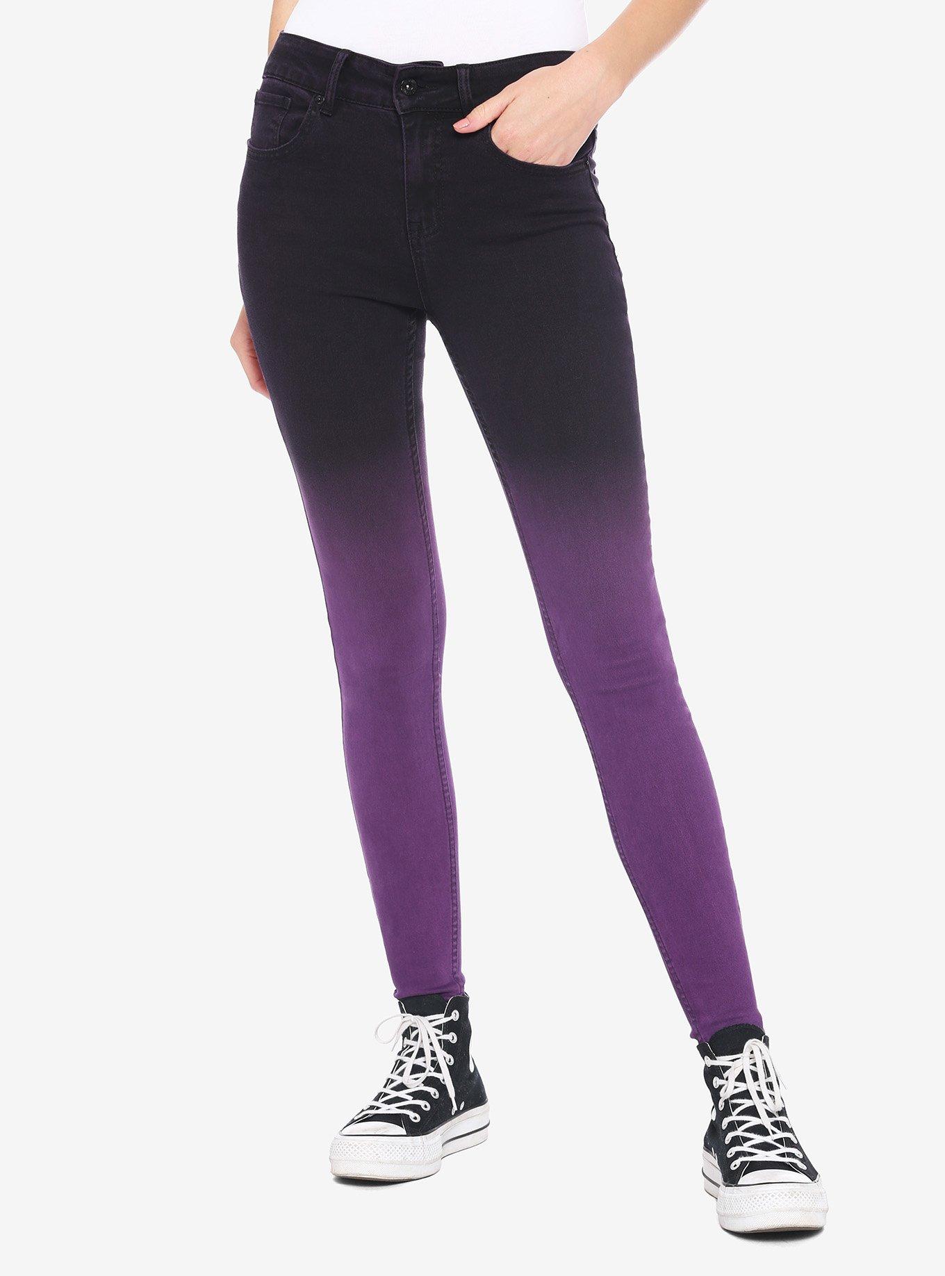 HT Denim Sunrise Purple Ombre Skinny Jeans, PURPLE, hi-res