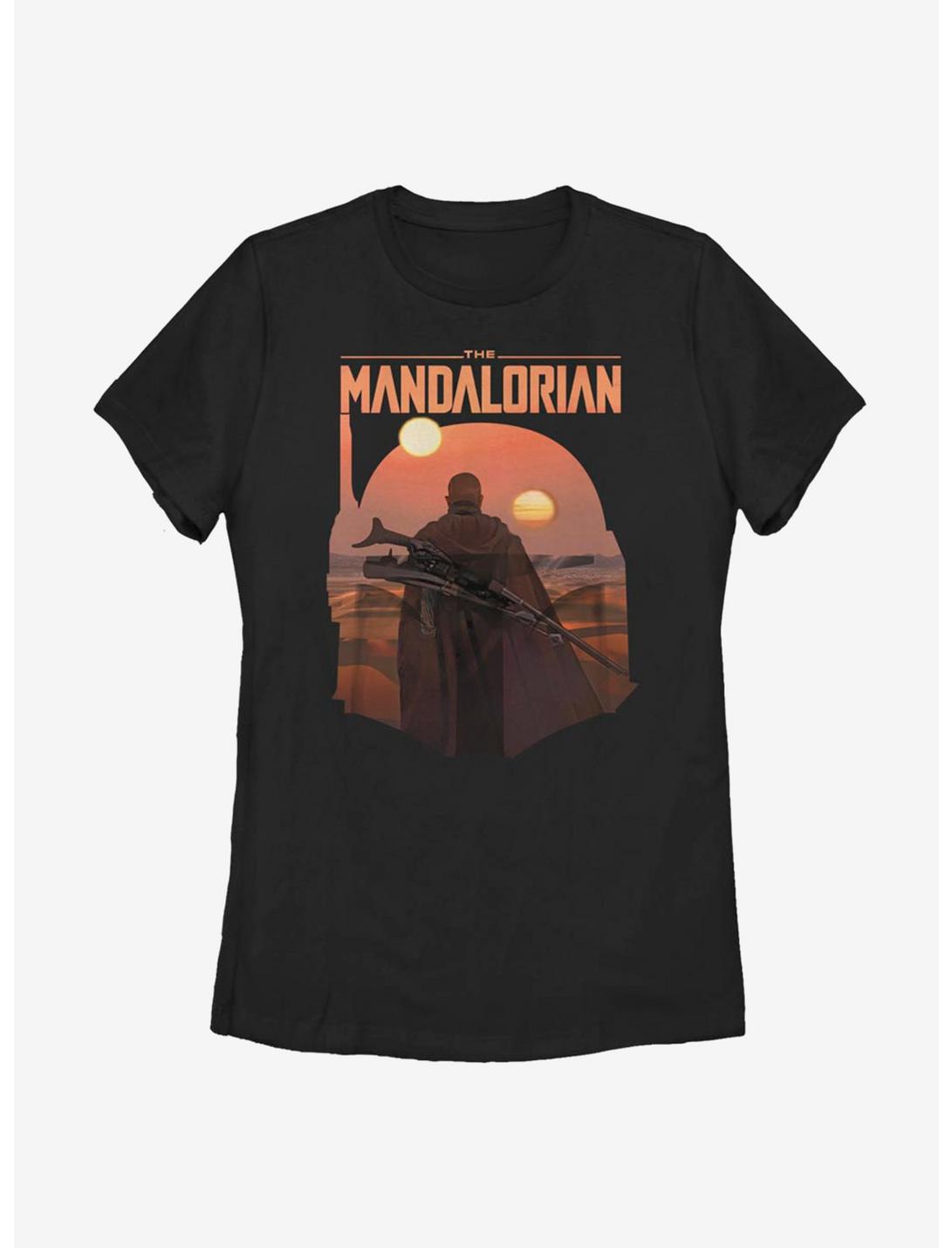 Star Wars The Mandalorian Boba Fett Sunset Womens T-Shirt, BLACK, hi-res