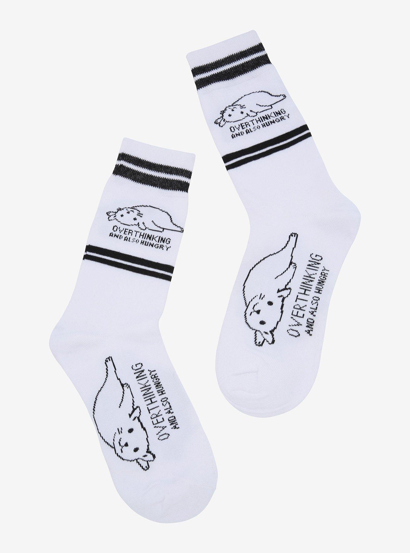 Overthinking And Also Hungry Cat Crew Socks, , hi-res