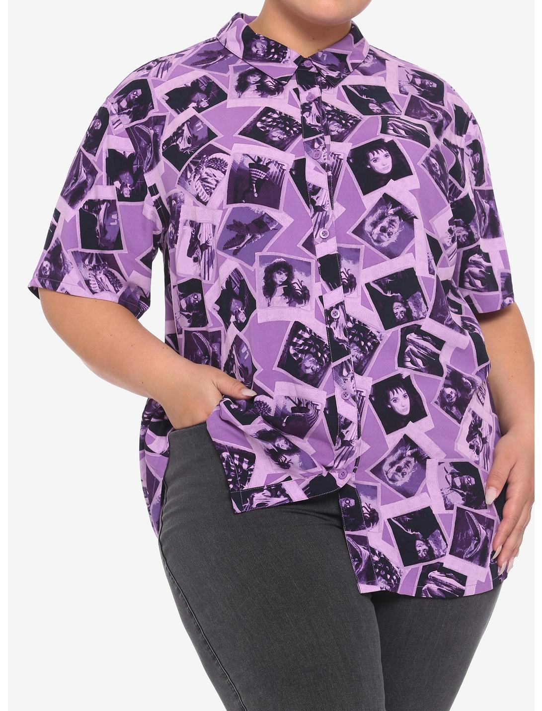 Beetlejuice Photos Oversized Girls Woven Button-Up Plus Size, MULTI, hi-res