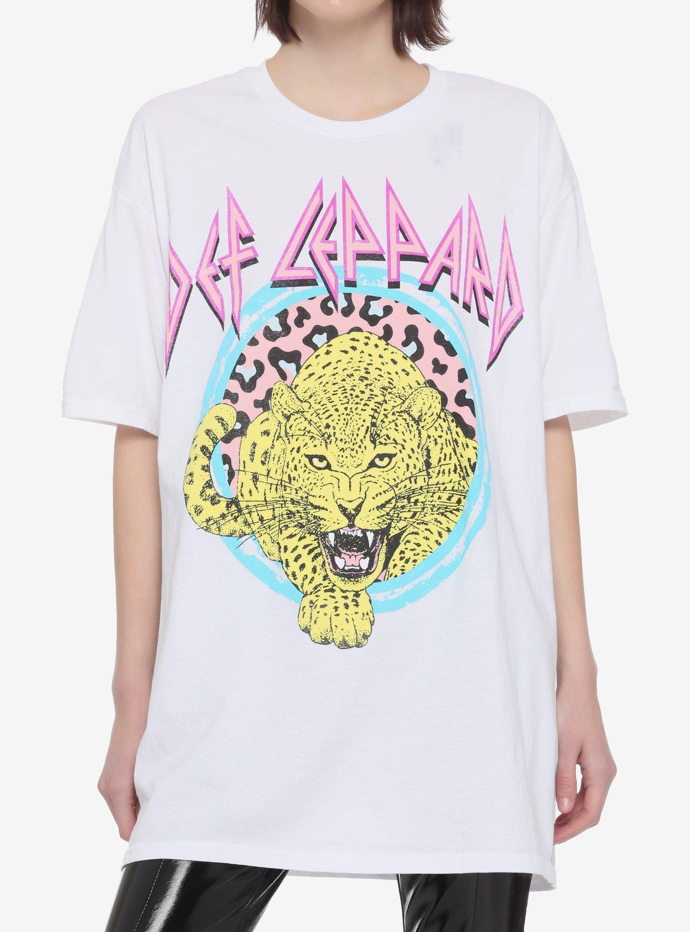 Def Leppard Neon Extra Oversized Girls T-Shirt, WHITE, hi-res