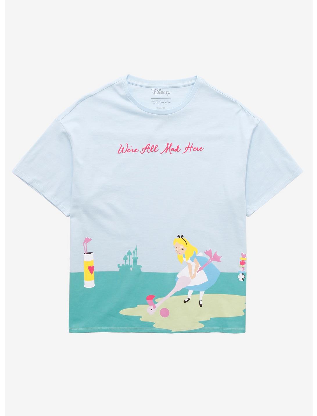 Our Universe Disney Alice in Wonderland Mad Here T-Shirt - BoxLunch Exclusive, LIGHT BLUE, hi-res