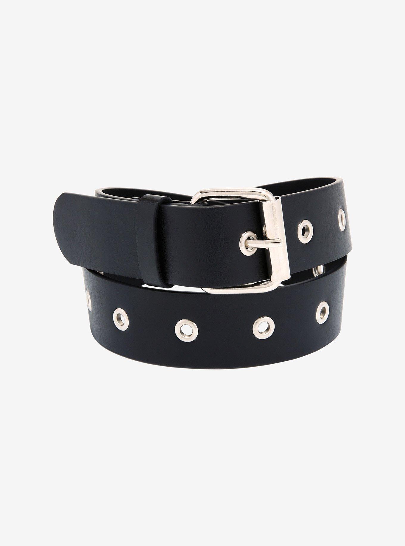 Black Single Grommet Belt, BLACK, hi-res