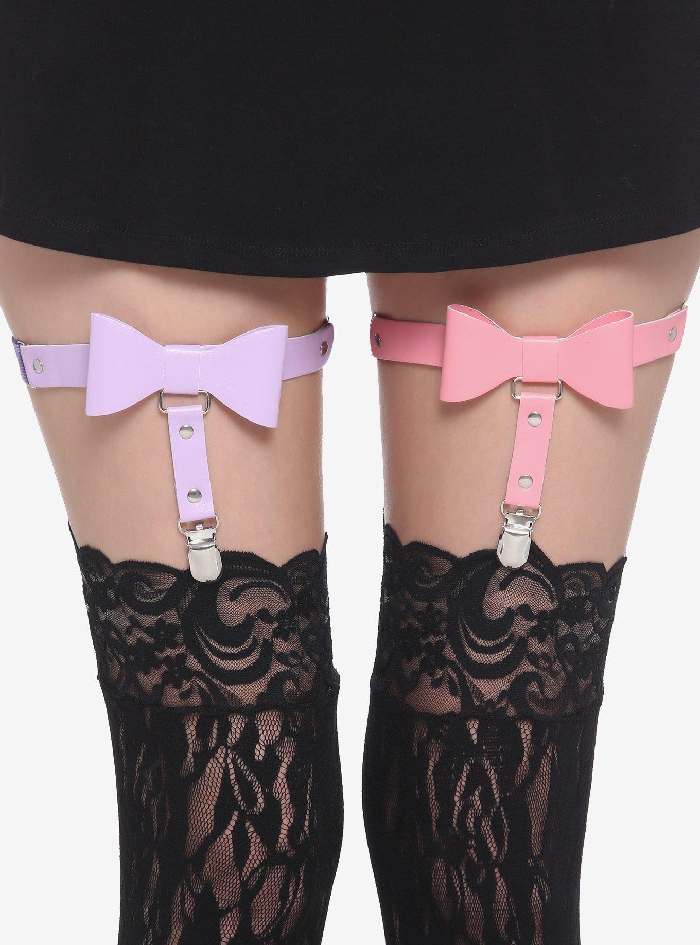 Pink & Purple Bow Garter Set