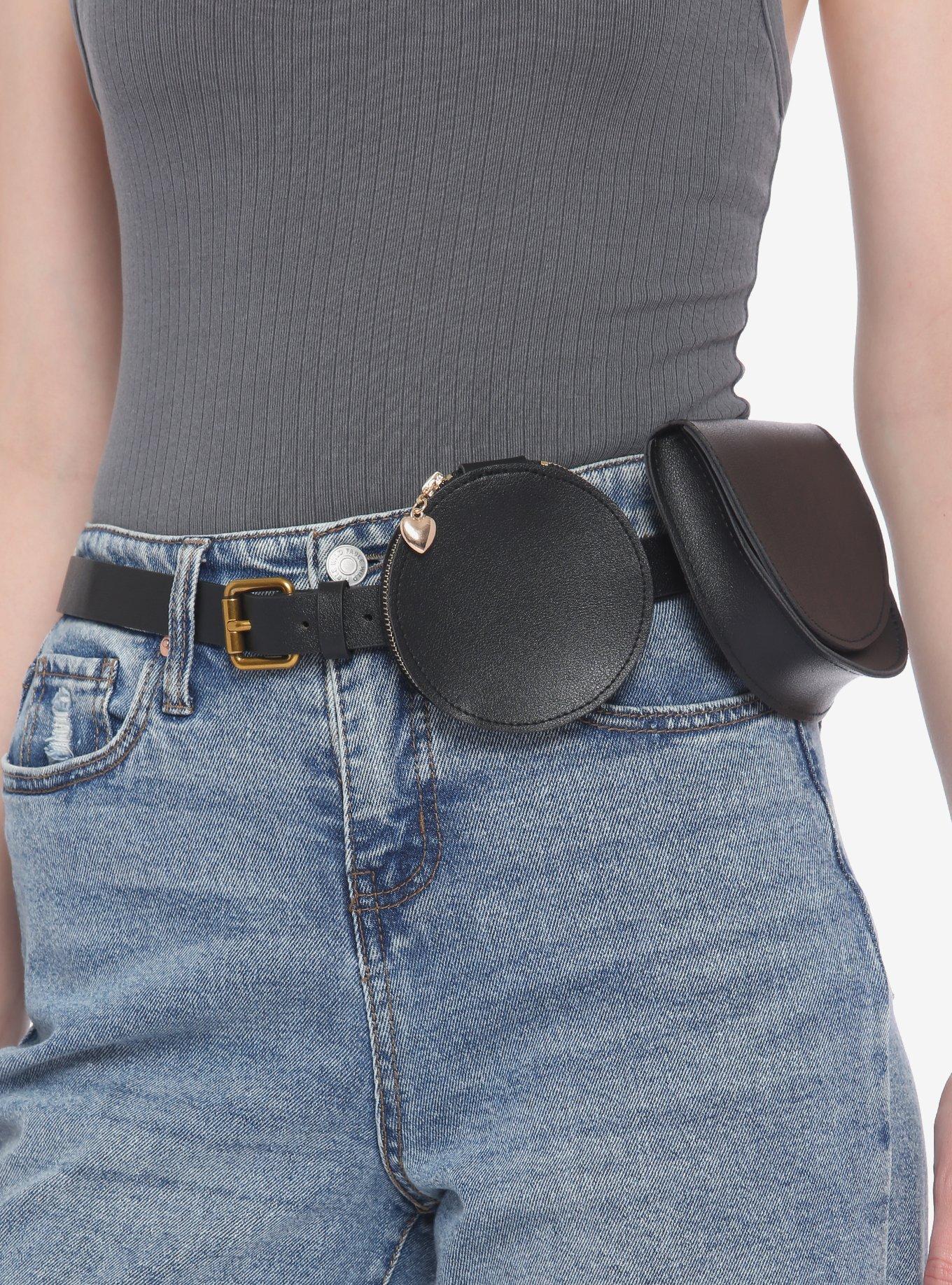 Black Double Pouch Belt Bag Hot Topic