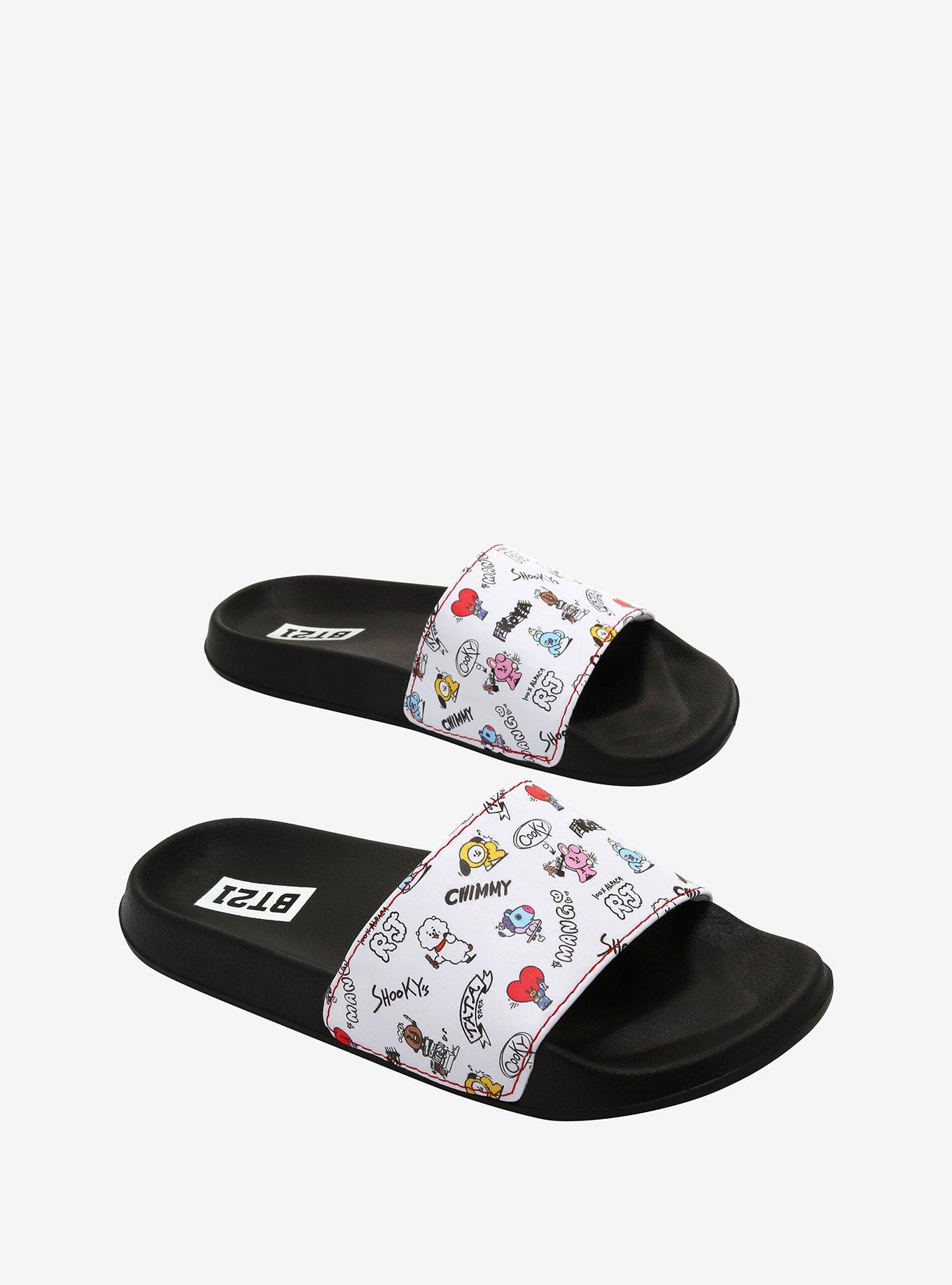 BT21 Group Slide Sandals | Hot Topic