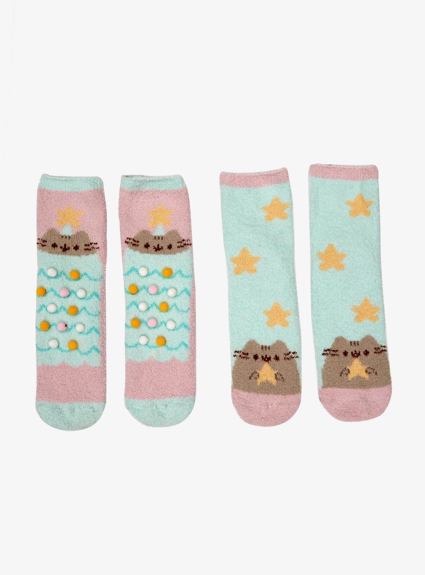 Pusheen Fuzzy Poms Crew Socks, , hi-res