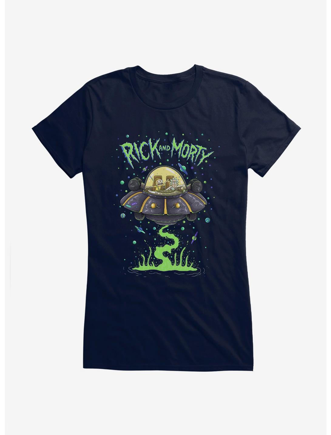Rick And Morty The Space Cruiser Neon Girls T-Shirt, NAVY, hi-res
