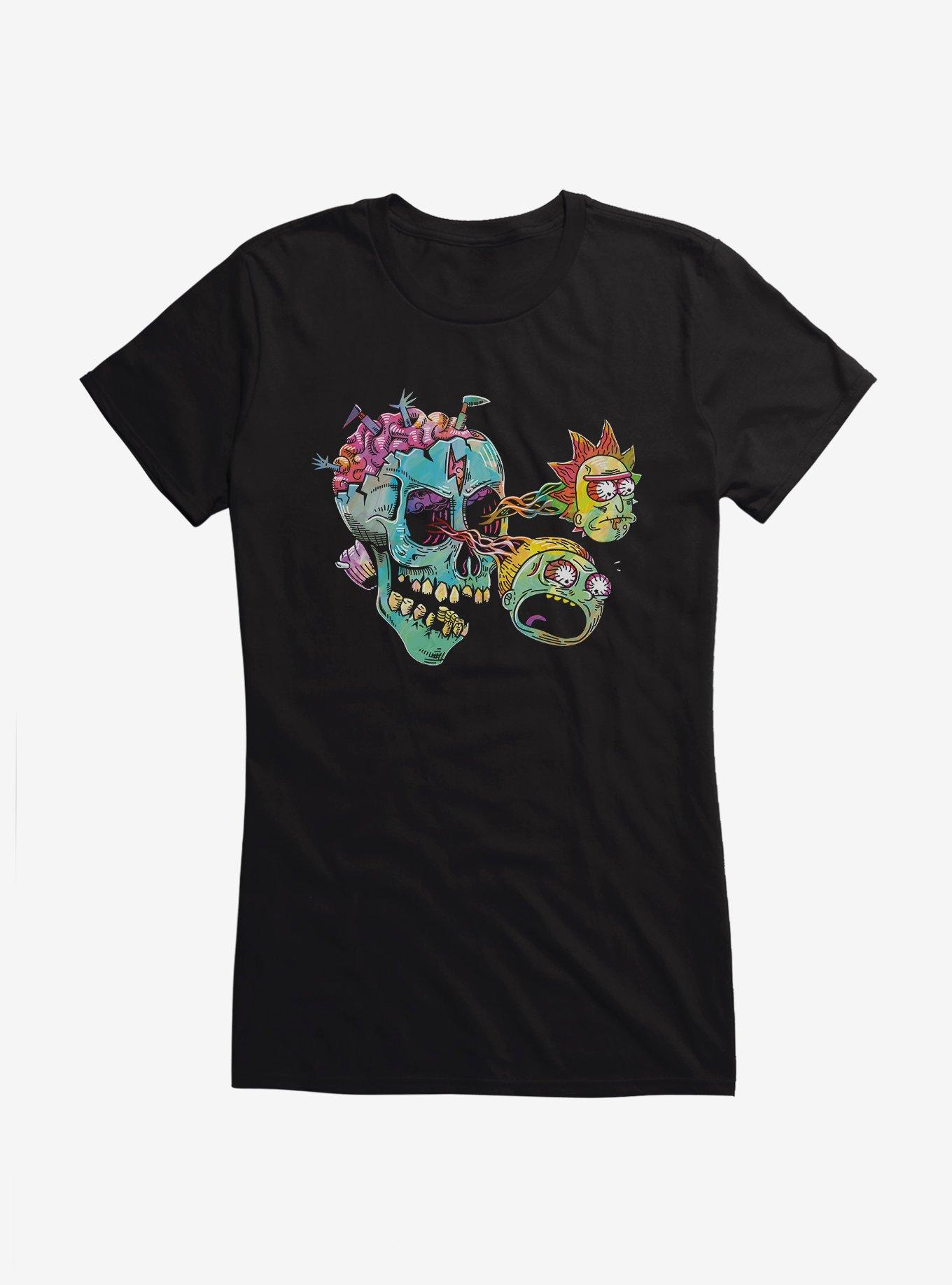 Rick And Morty Skull Eyes Girls T-Shirt, BLACK, hi-res