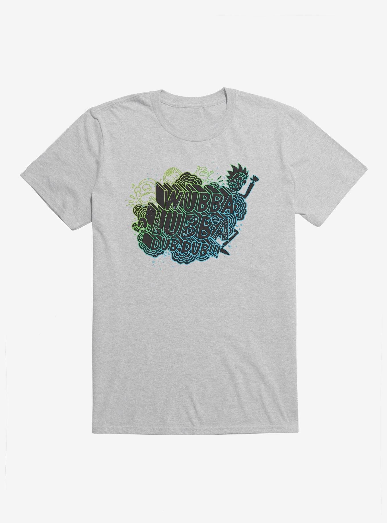 Rick And Morty Wubba Lubba Dub Dub Outline T-Shirt, HEATHER GREY, hi-res