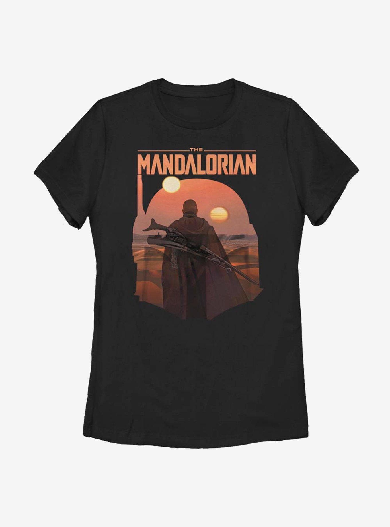 Star Wars The Mandalorian Boba Fett Sunset Womens T-Shirt, BLACK, hi-res