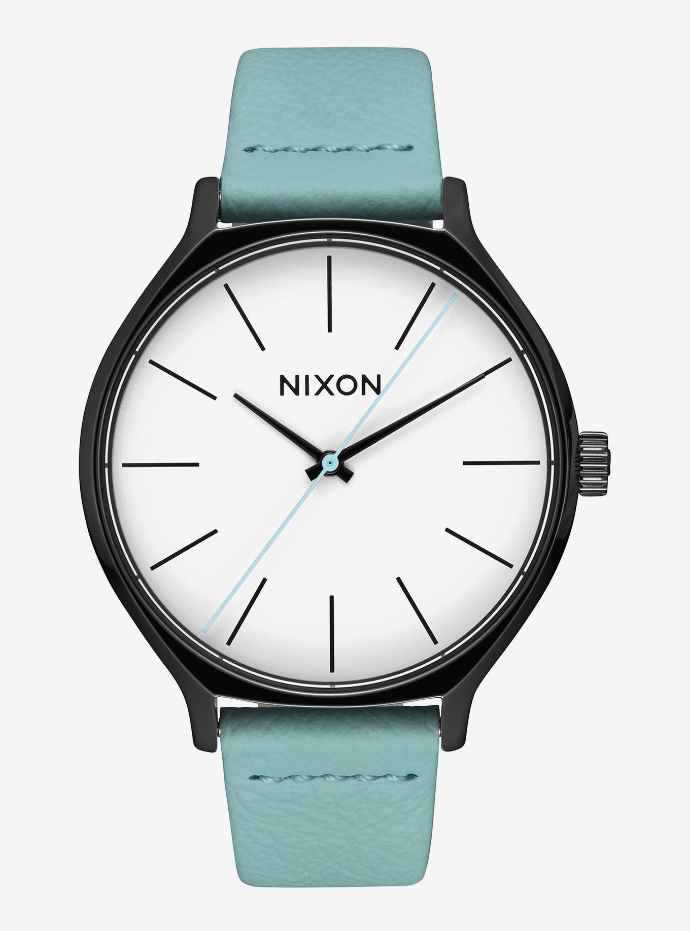 Nixon Clique Leather Black Mint Watch, , hi-res