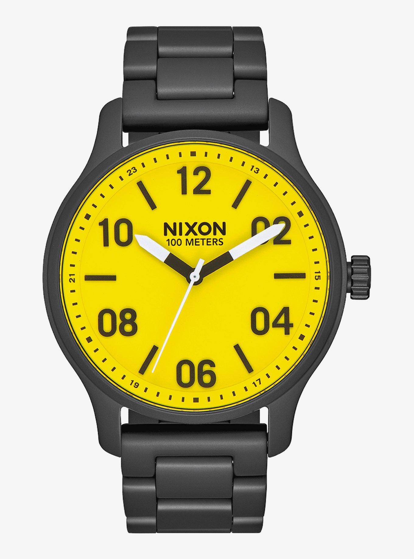 Nixon Patrol All Black Yellow Watch BoxLunch