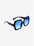 Blue Oversized Angular Sunglasses, , hi-res
