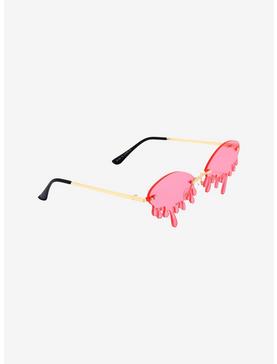 Pink Oval Drip Sunglasses, , hi-res