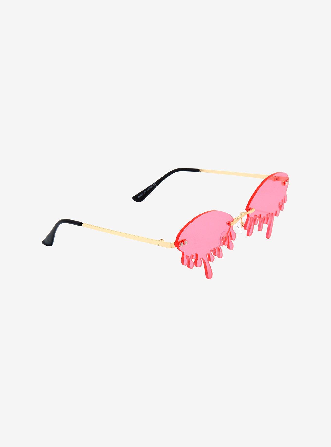 Pink Oval Drip Sunglasses, , hi-res