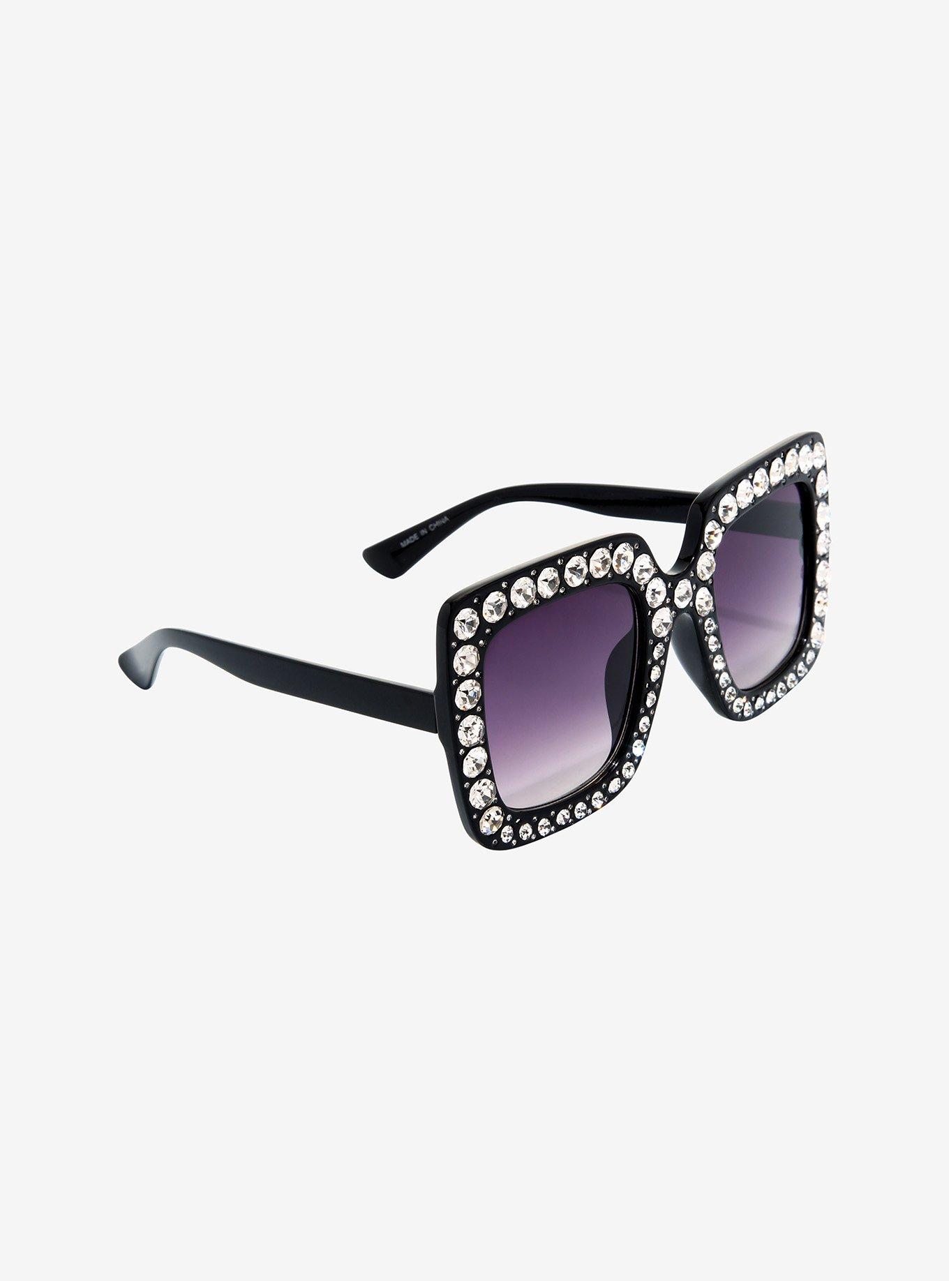  SHEEN KELLY Retro Square Sunglasses for Men Women Fashion Thick  Flat Top Black Shades Diamond Eyewear : Clothing, Shoes & Jewelry