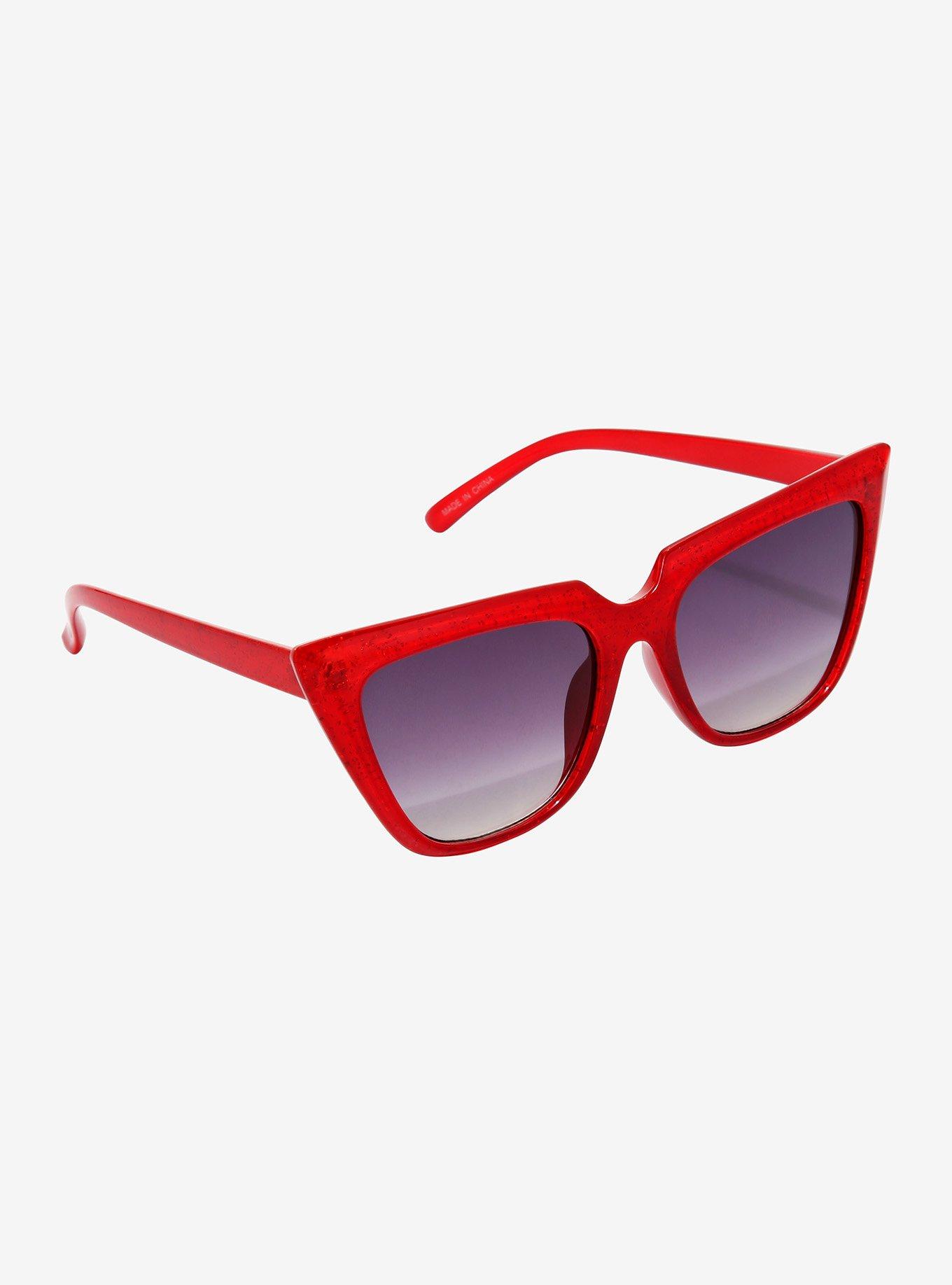 Red Glitter Cat Eye Sunglasses, , hi-res