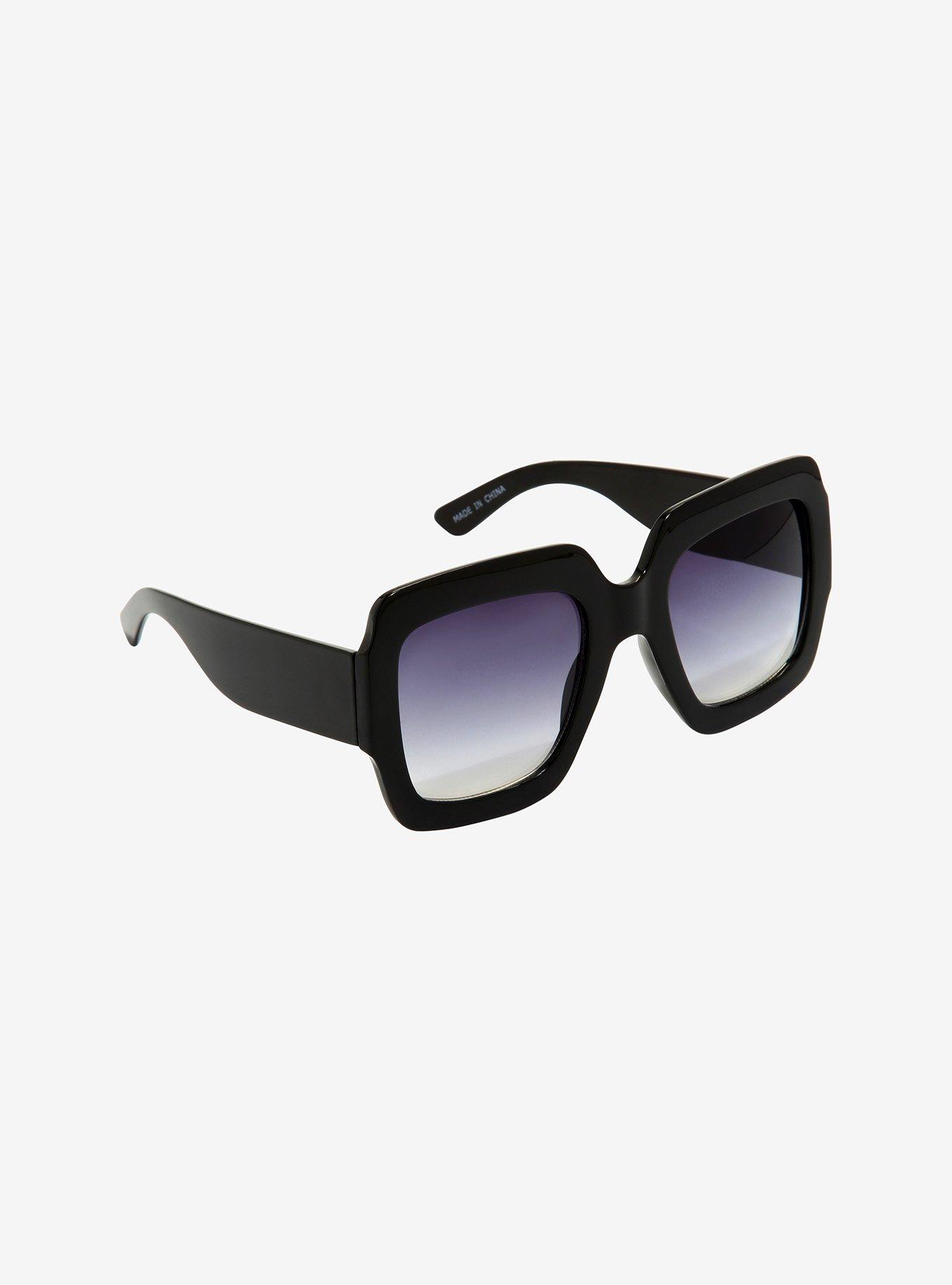 Black Square Oversized Sunglasses, , hi-res