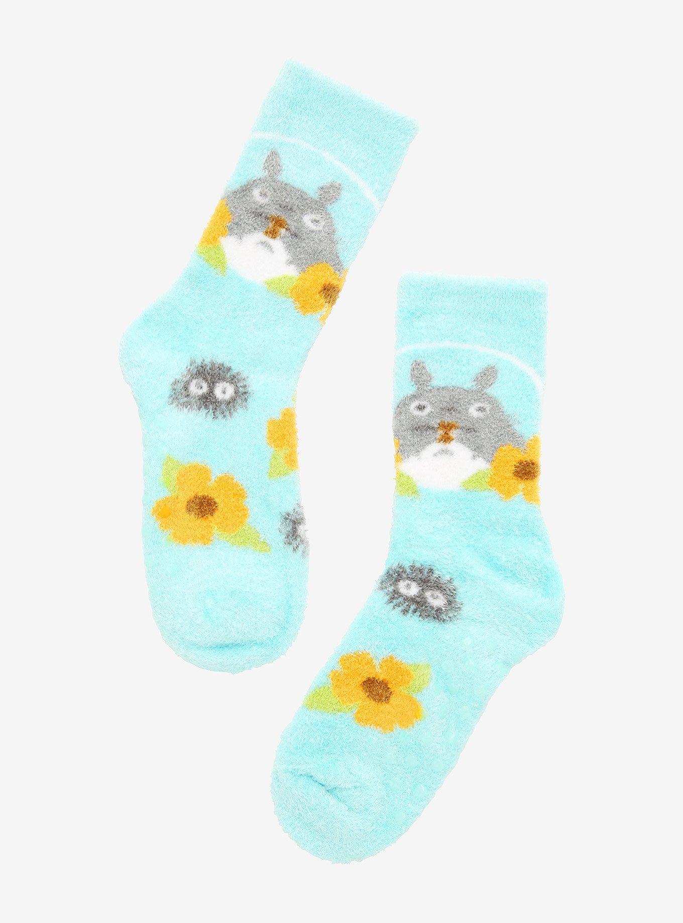 Studio Ghibli My Neighbor Totoro Pastel Flower Fuzzy Crew Socks, , hi-res