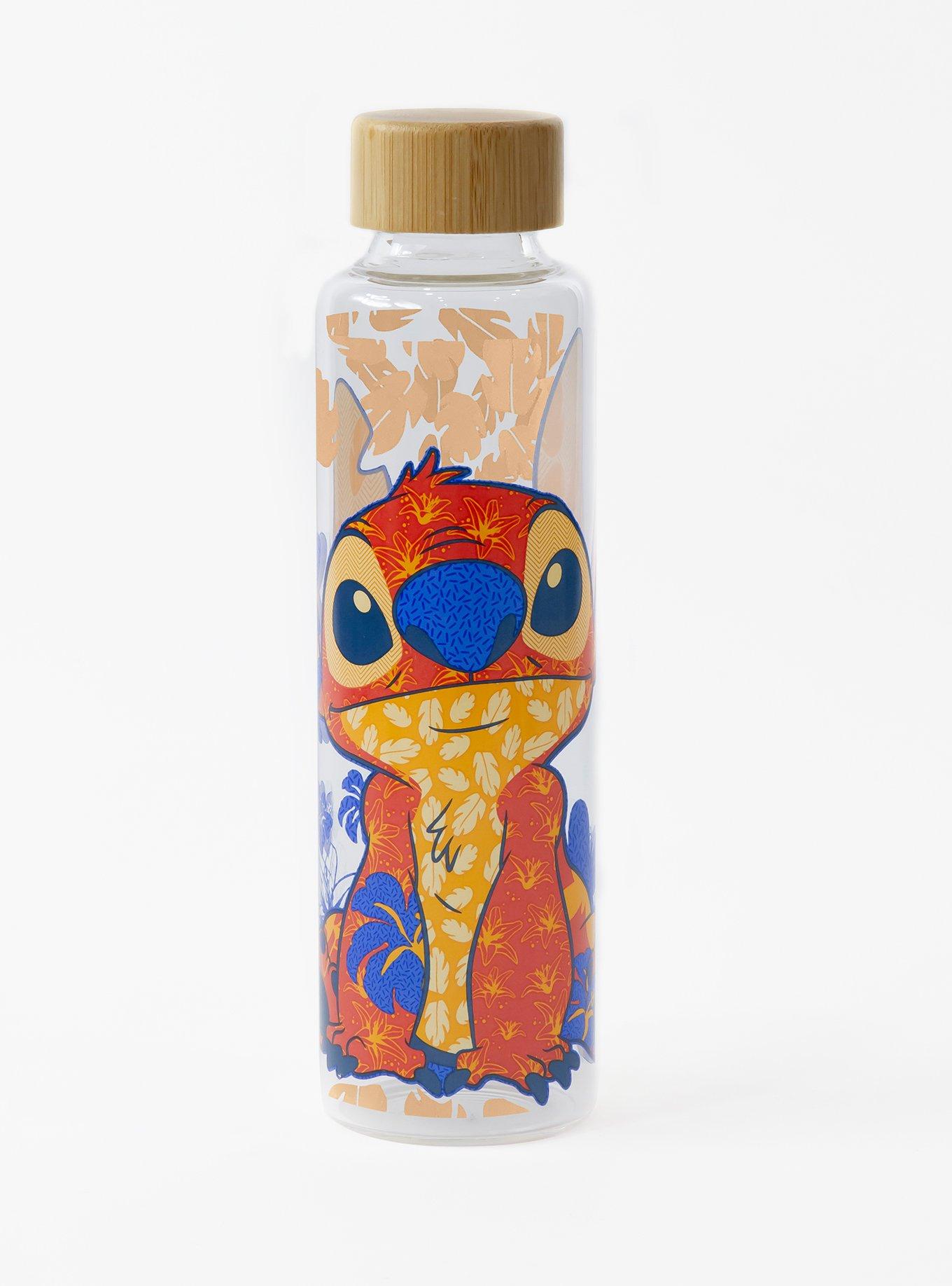 Disney Lilo & Stitch Floral Stitch Glass Water Bottle, , hi-res