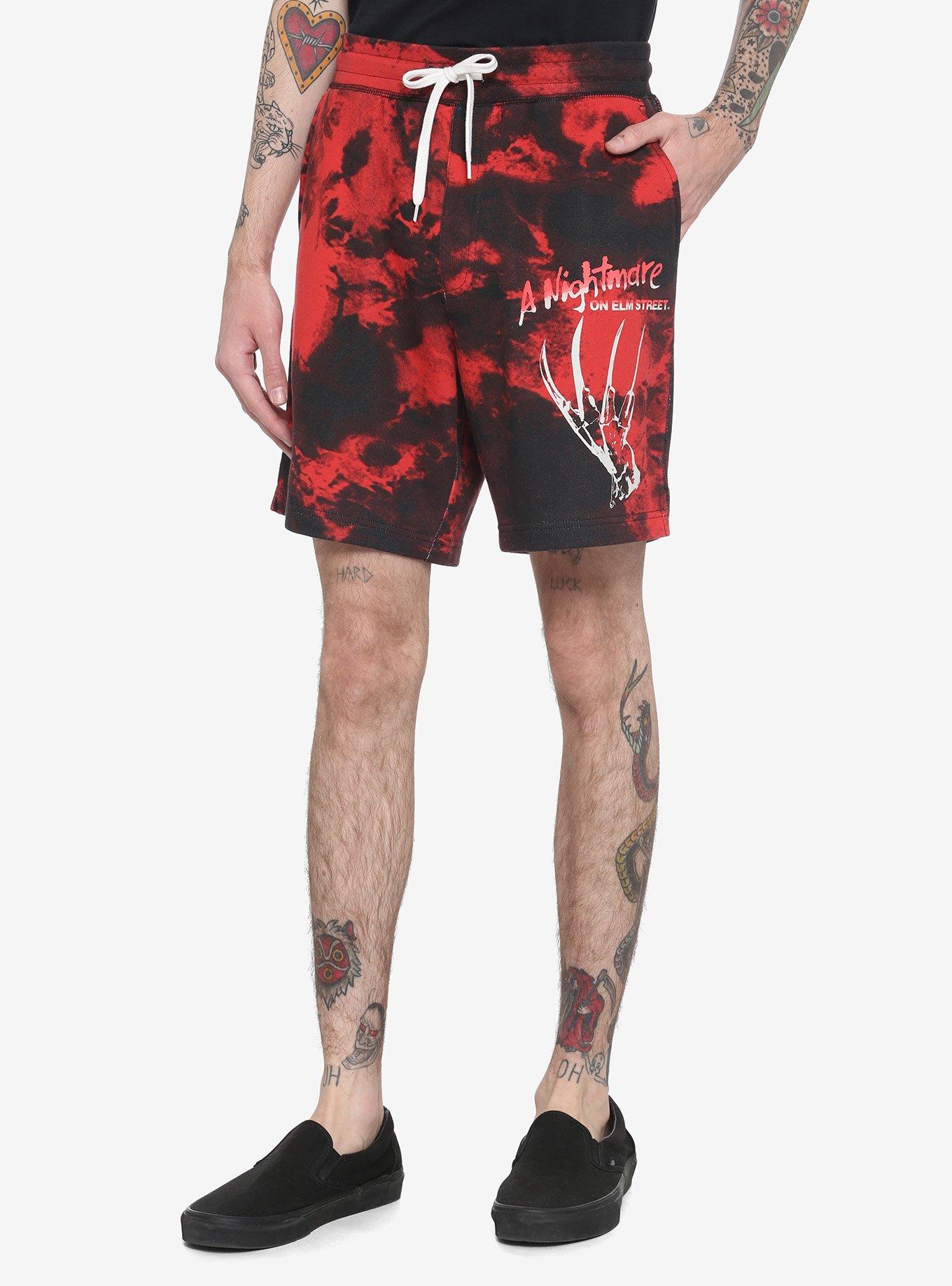 A Nightmare On Elm Street Freddy Glove Tie-Dye Volley Shorts, RED, hi-res