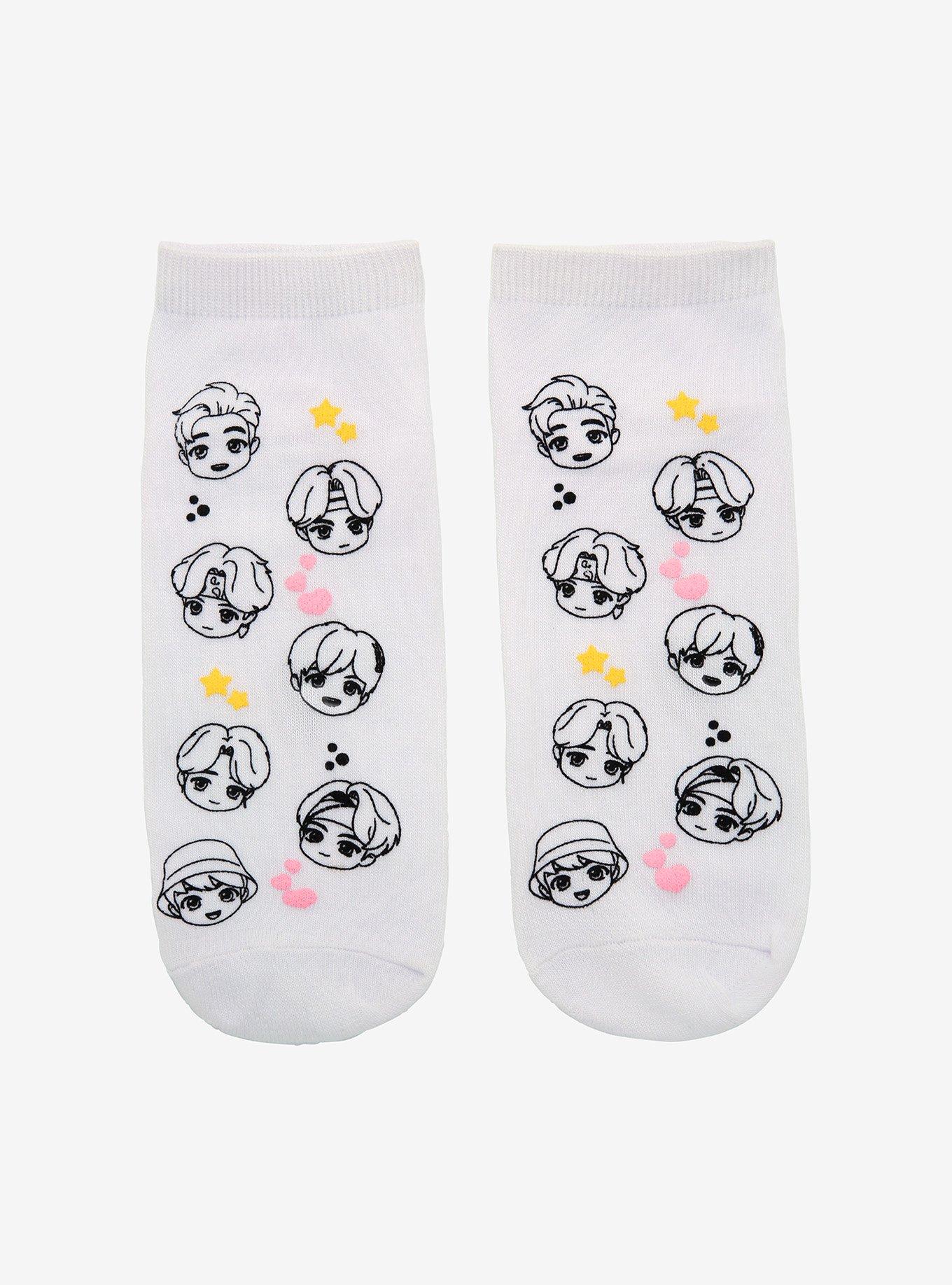 TinyTAN Line Art No-Show Socks Inspired By BTS, , hi-res