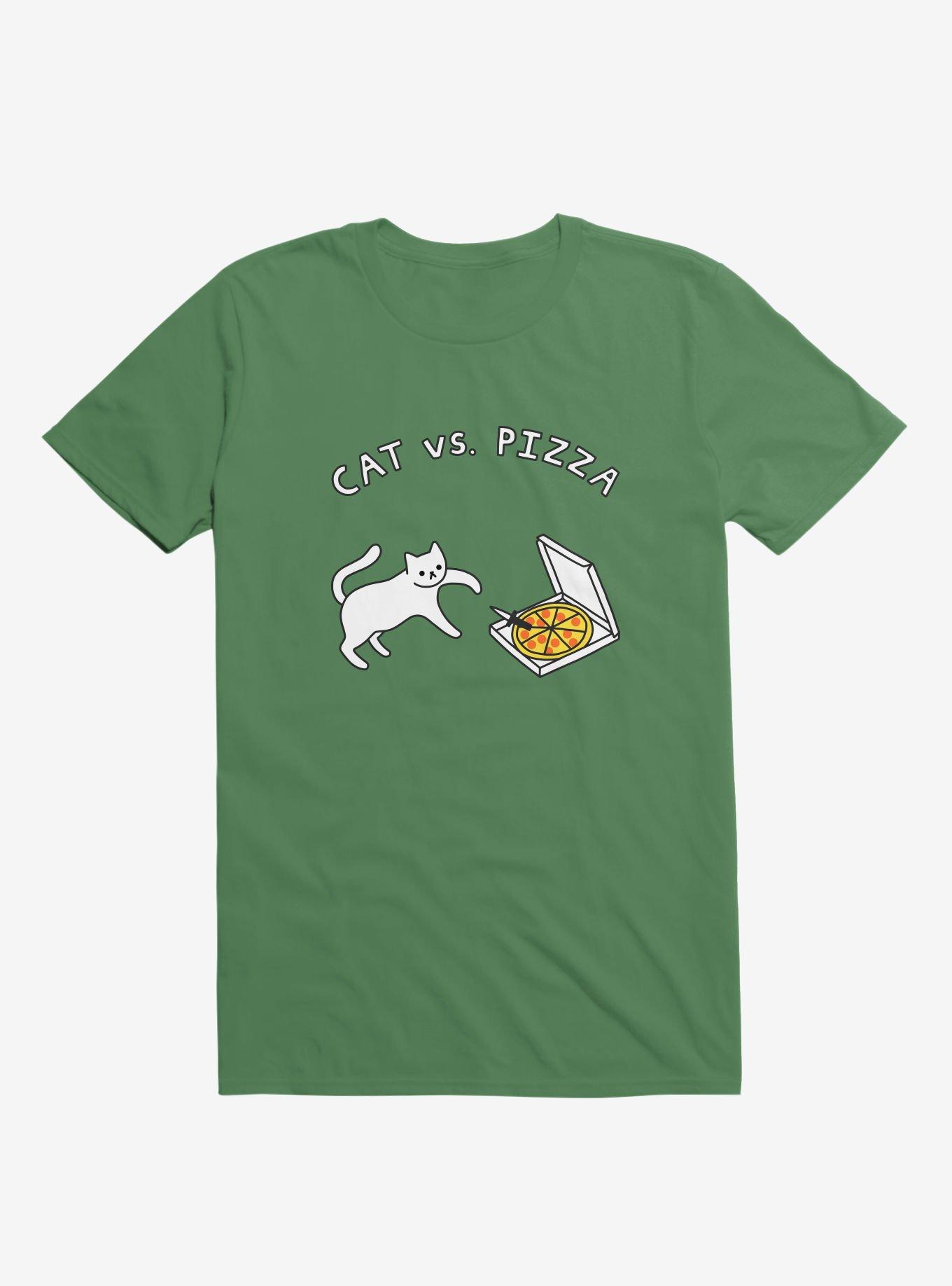 Cat Vs. Pizza Kelly Green T-Shirt, KELLY GREEN, hi-res