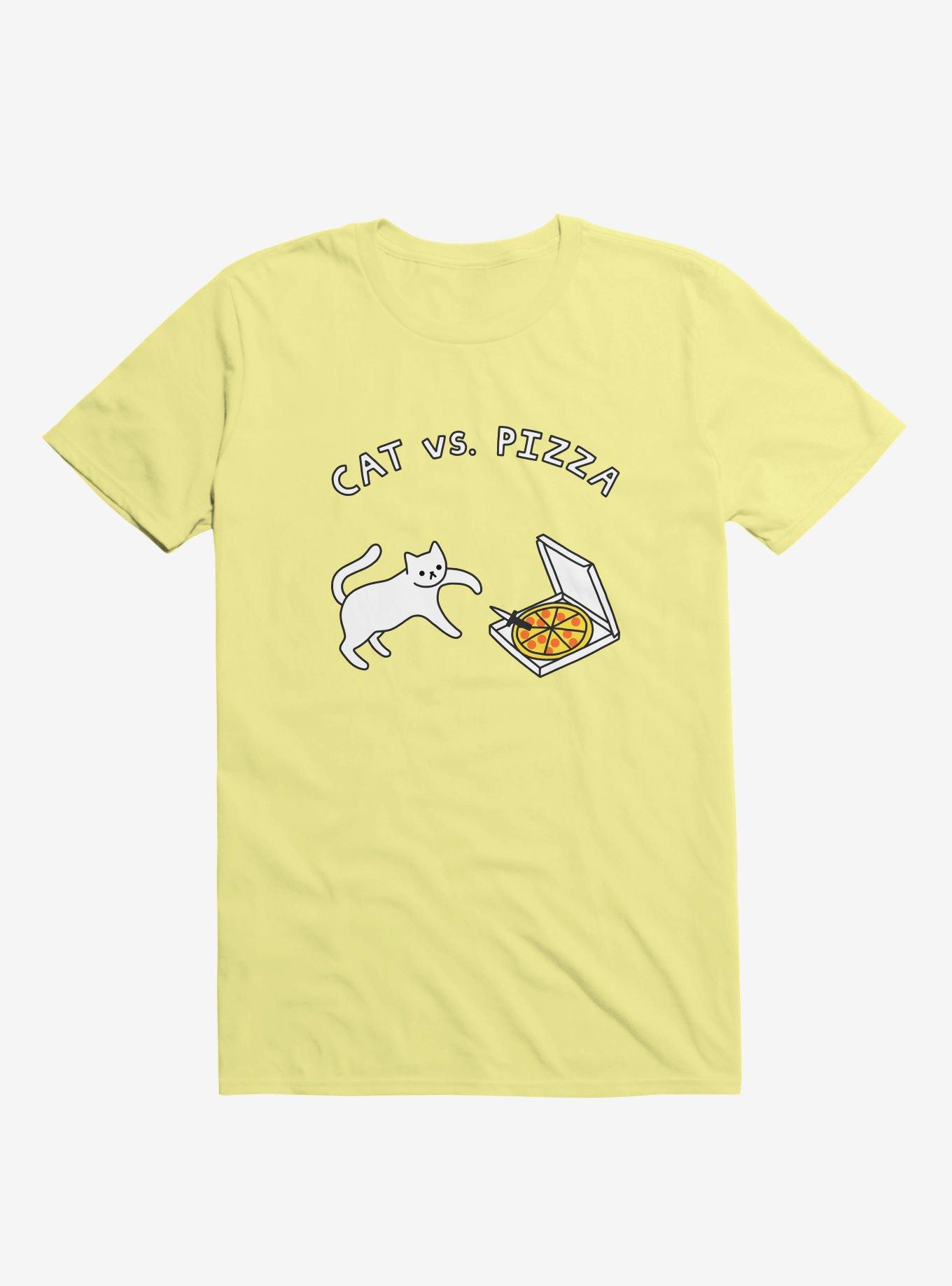 Cat Vs. Pizza Yellow T-Shirt, YELLOW, hi-res