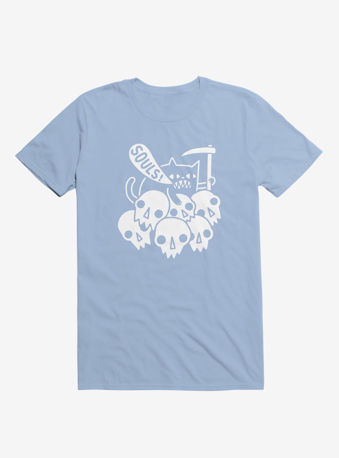 Cat Got Your Soul? Skulls Light Blue T-Shirt, , hi-res