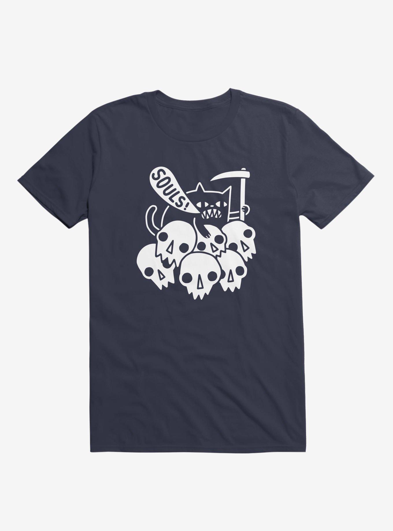 Cat Got Your Soul? Skulls Navy Blue T-Shirt, , hi-res