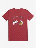 Cat Vs. Pizza Red T-Shirt, RED, hi-res