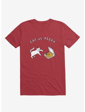 Cat Vs. Pizza Red T-Shirt, , hi-res
