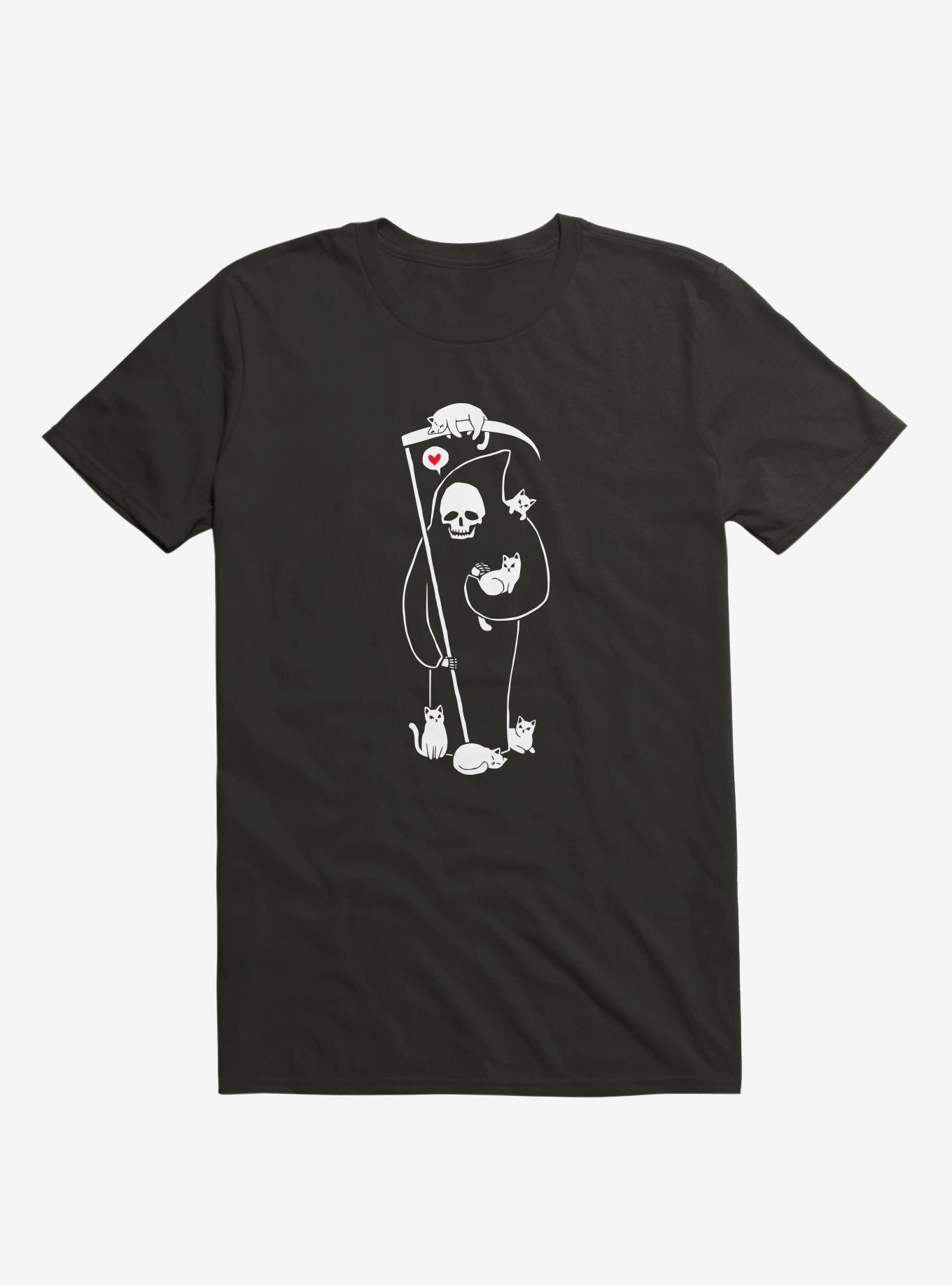 Death Is A Cat Person Black T-Shirt, BLACK, hi-res