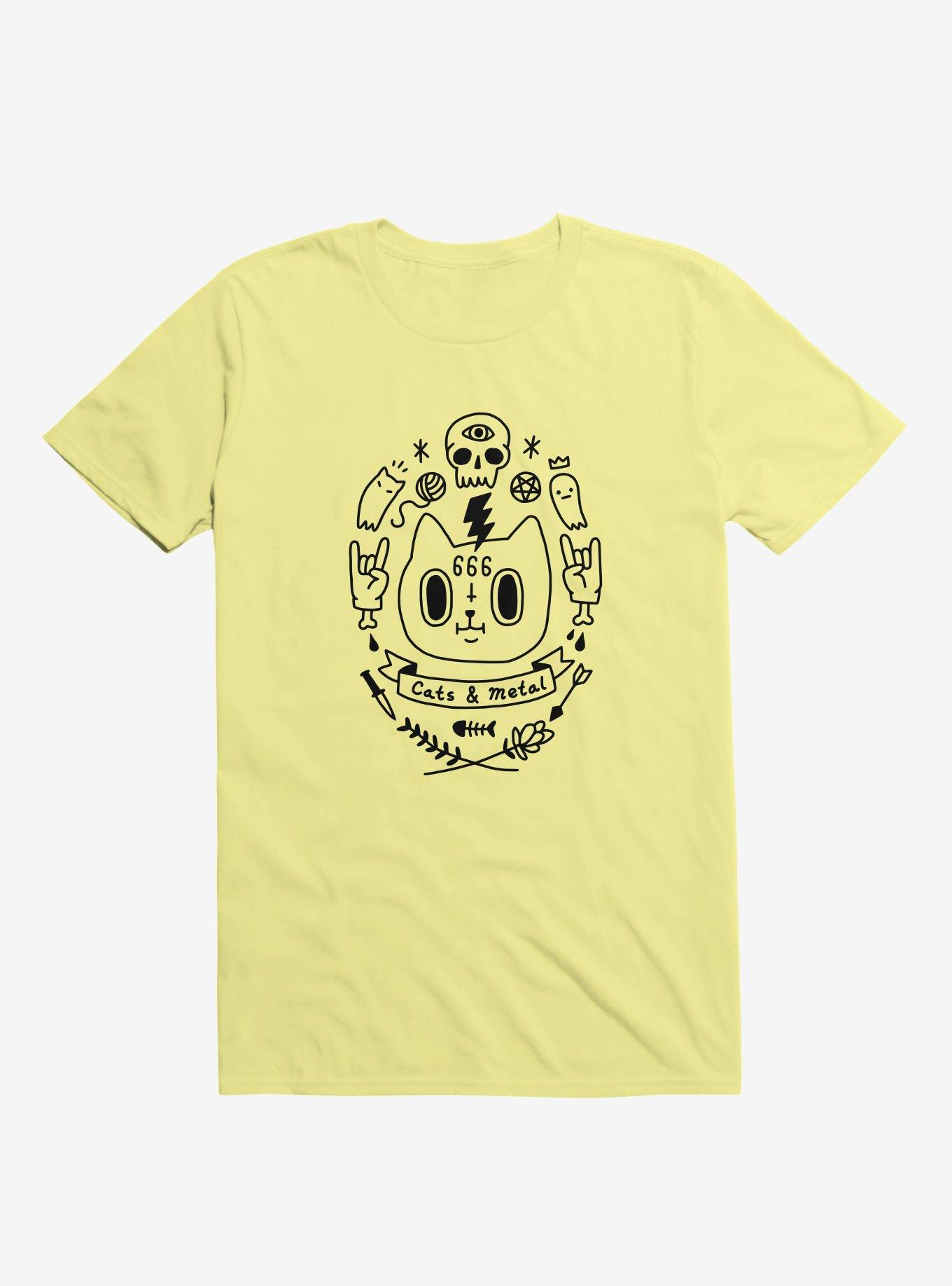 Cats & Metal Yellow T-Shirt, YELLOW, hi-res