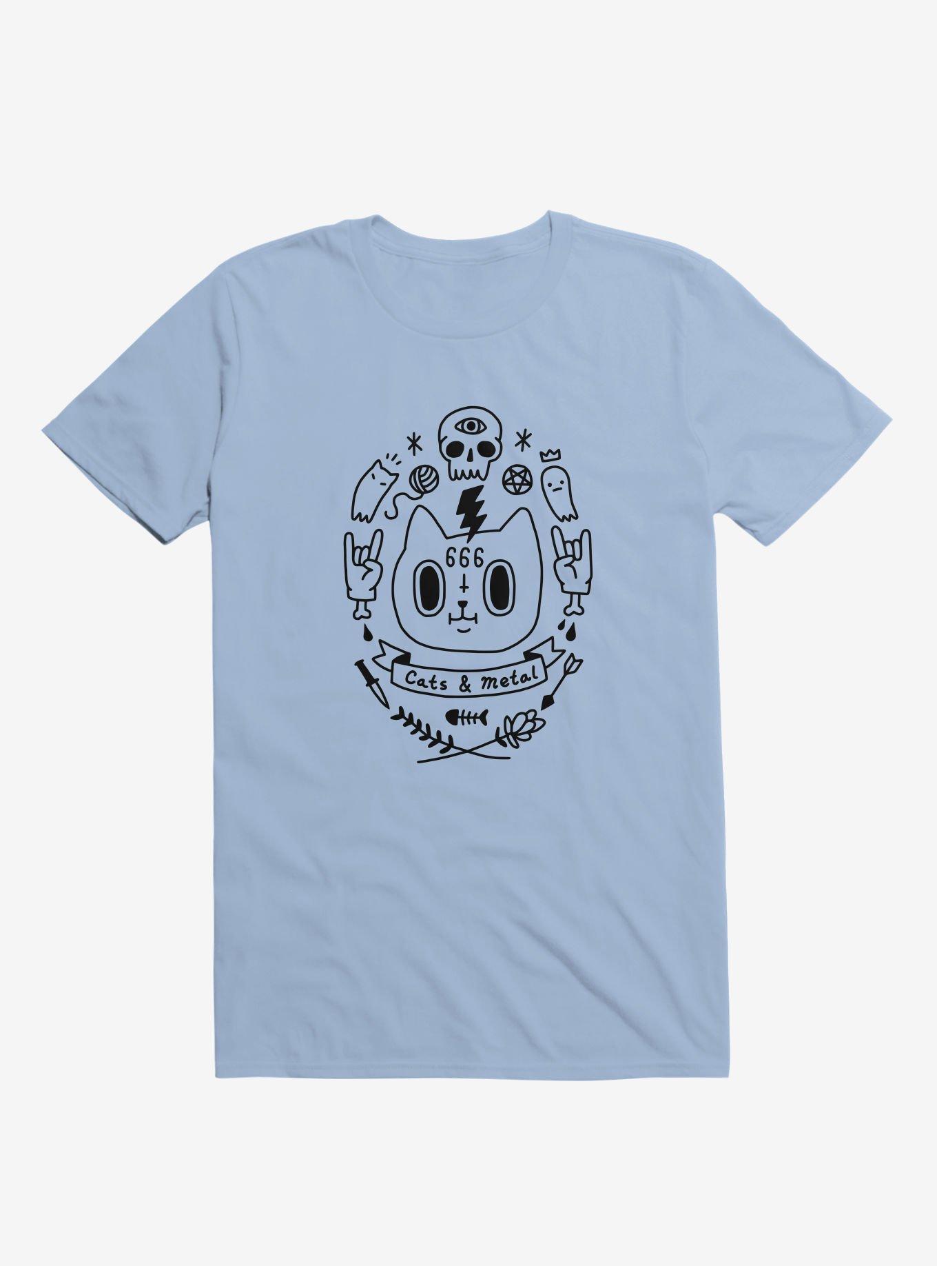 Cats & Metal Light Blue T-Shirt, , hi-res