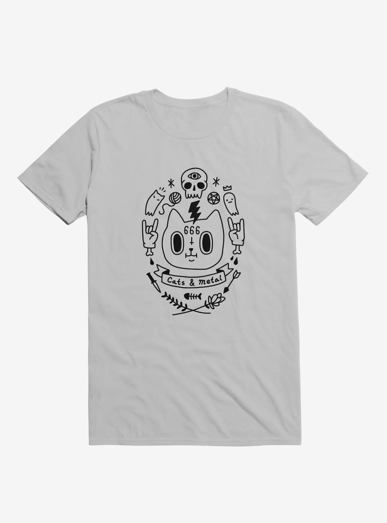 Cats & Metal Silver T-Shirt, , hi-res