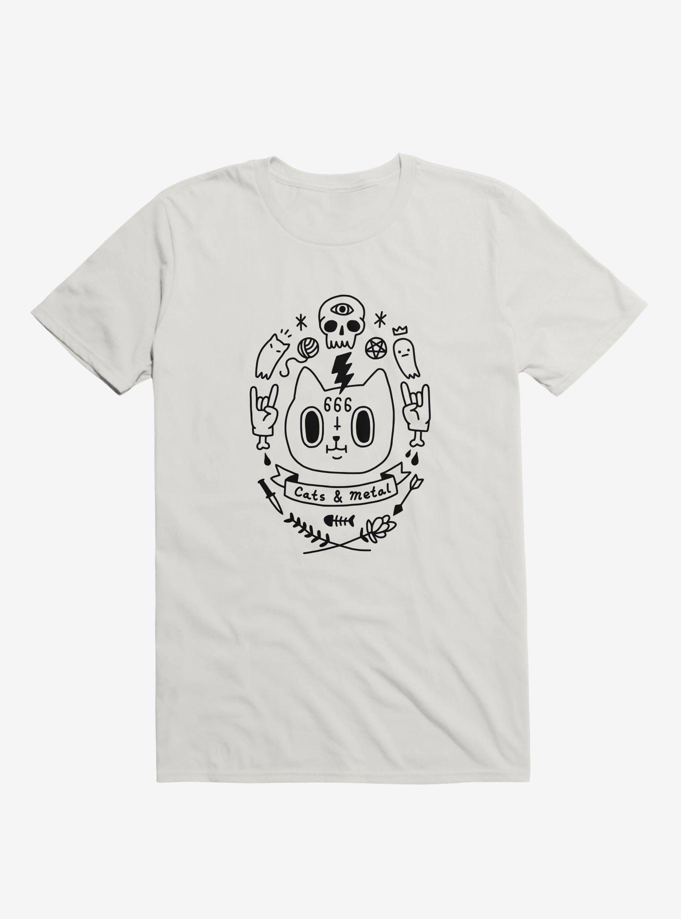 Cats & Metal White T-Shirt, , hi-res